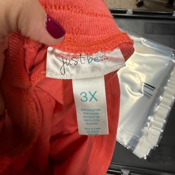 Just Be... Pants Women 3X Plus Pink High Rise Chino Drawstring Flat Front Cotton - Picture 6 of 7